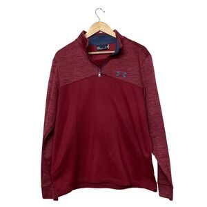 Under Armour Mens Quarter Zip Pullover Maroon Heathered Activewear Large LG/G